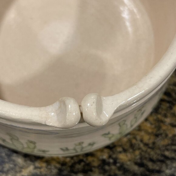 Vtg Handcrafted Lynn Gray Signed Art Pottery Desert Cactus Bowl Rim Pinch Deco - Picture 9 of 16